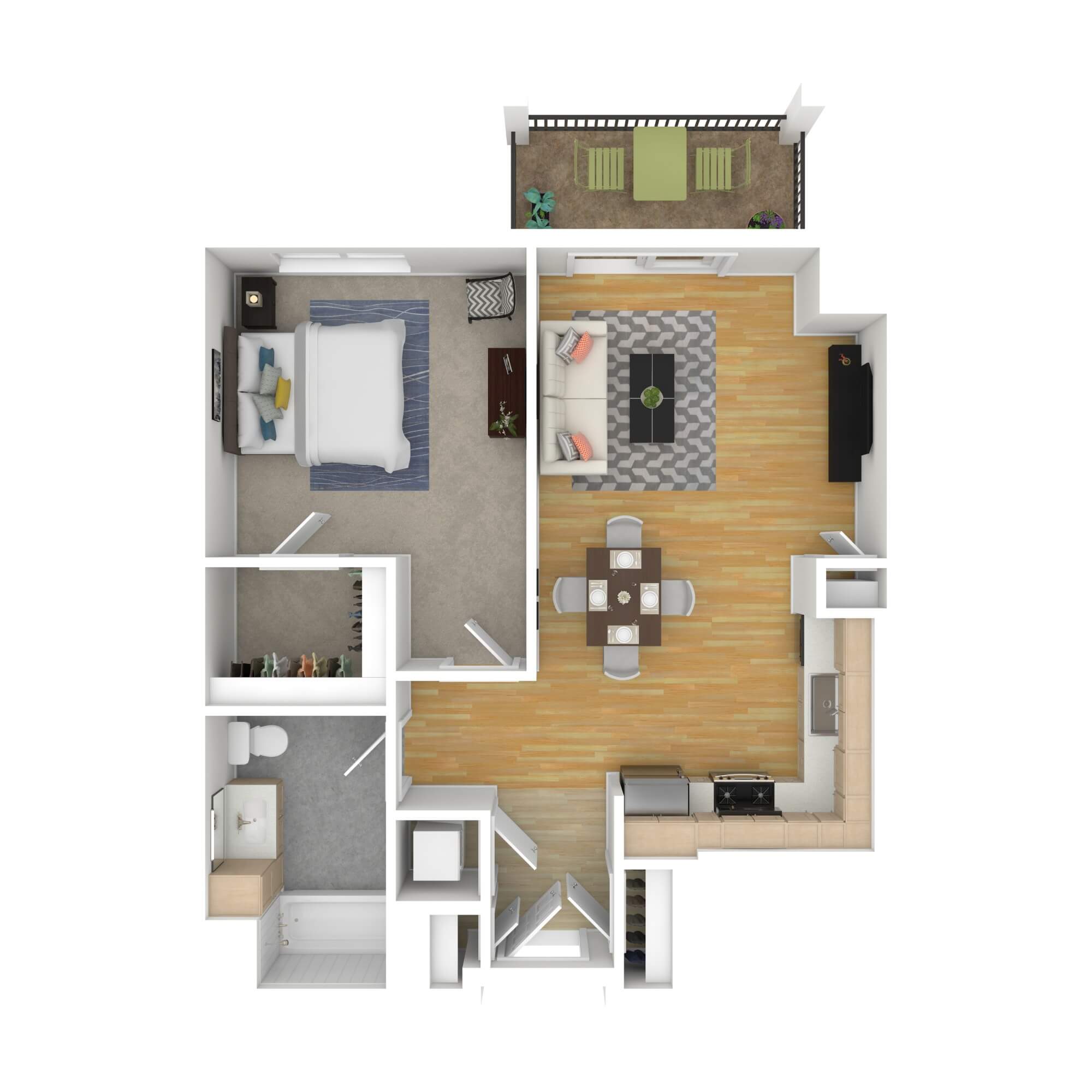 Floorplan layout for apartment style 1A