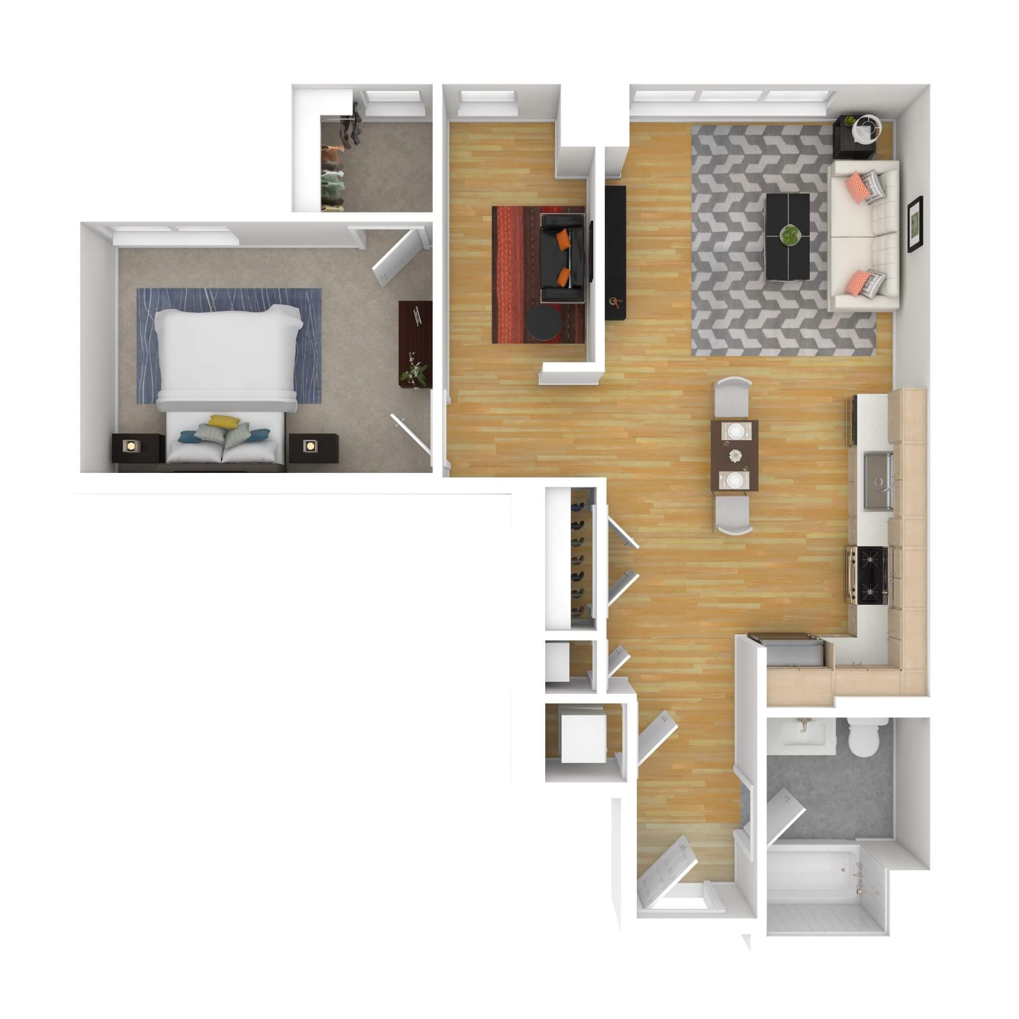 Floorplan layout for apartment style 1D