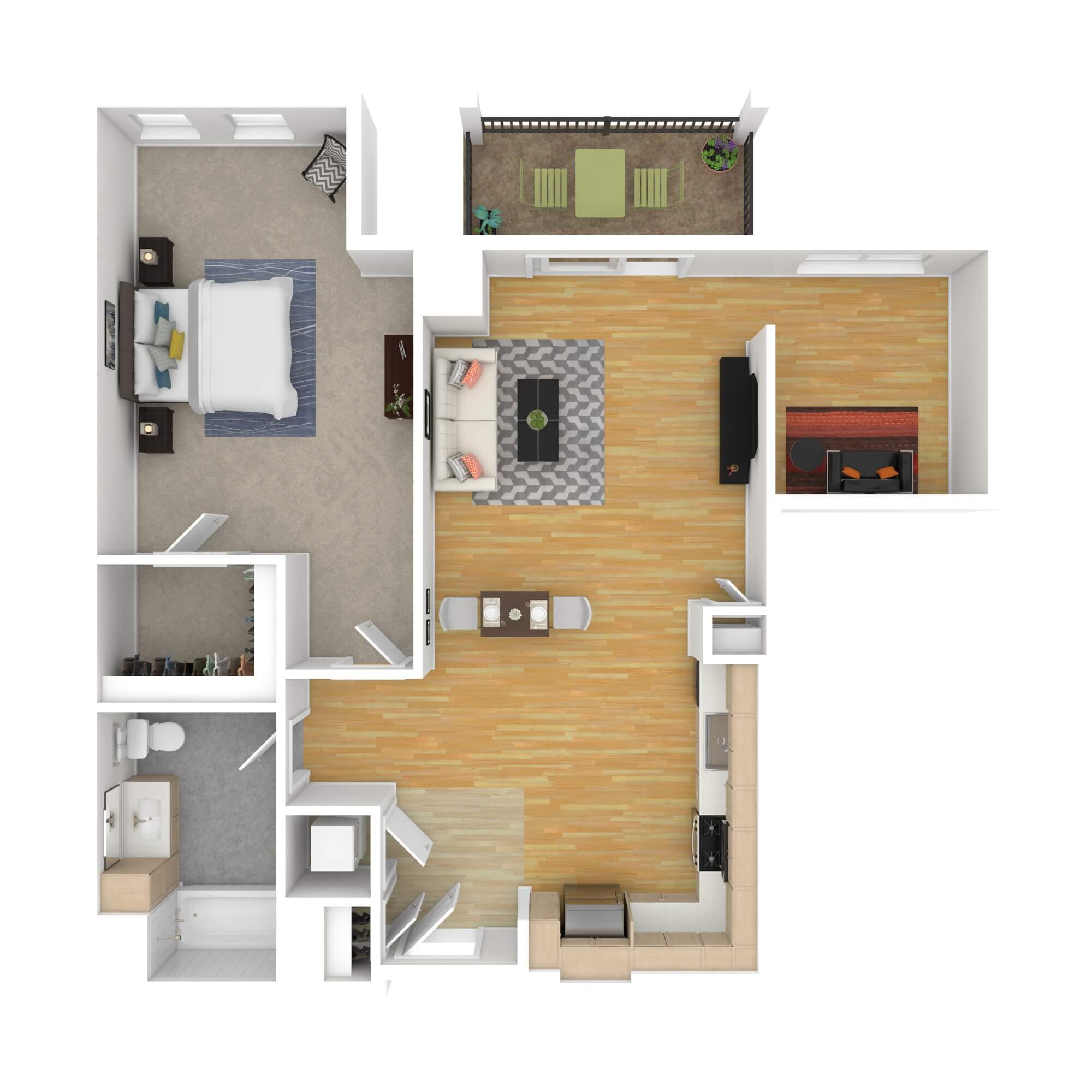 Floorplan layout for apartment style 1F