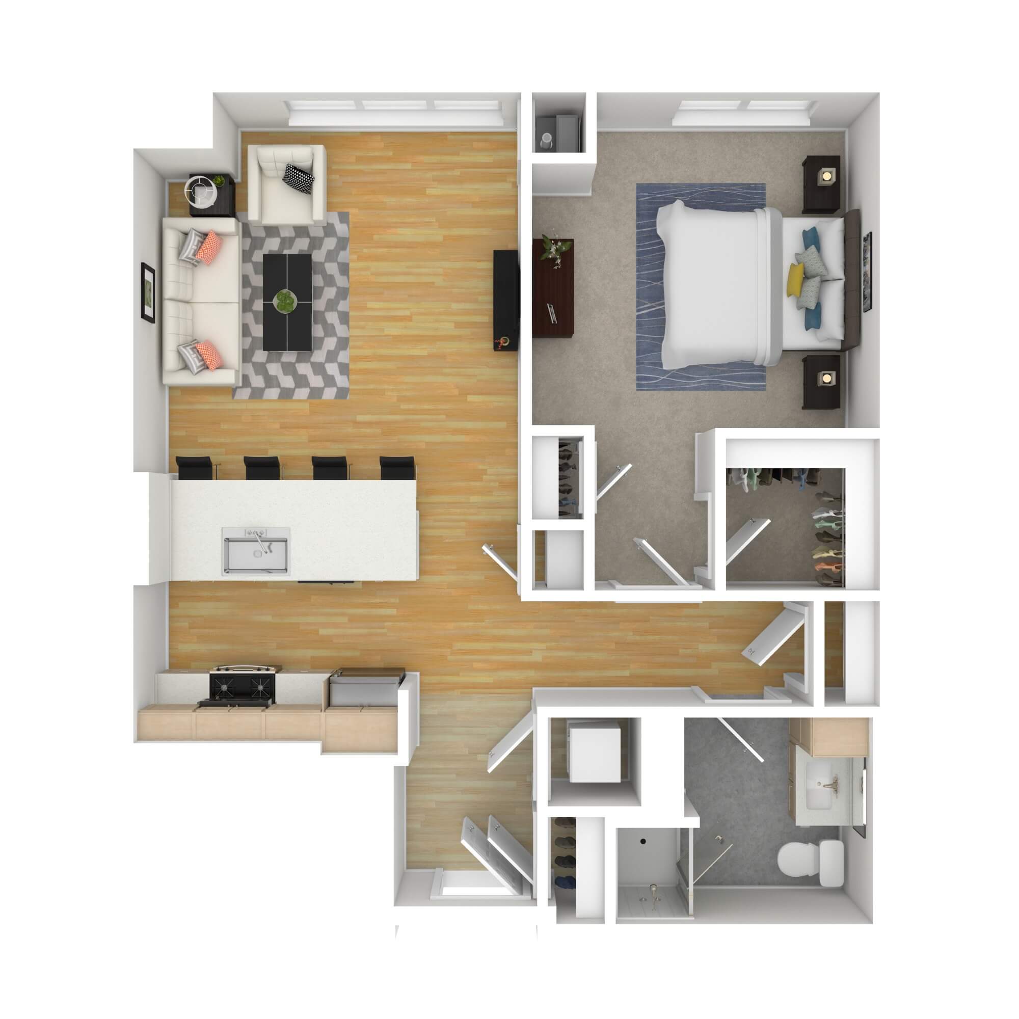 Floorplan layout for apartment style 1G