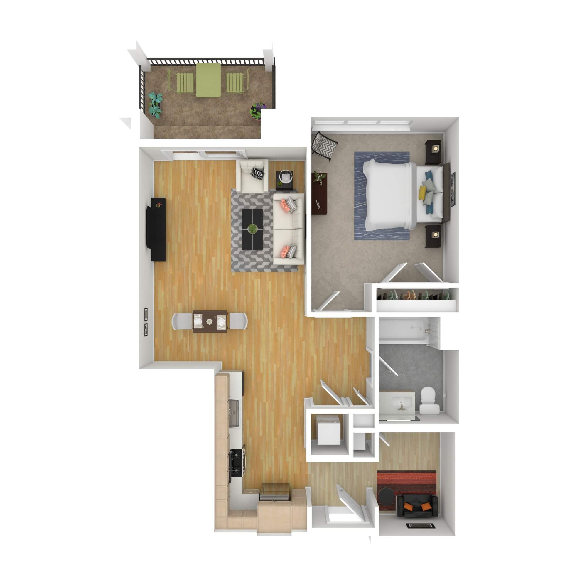 Floorplan layout for apartment style 1H