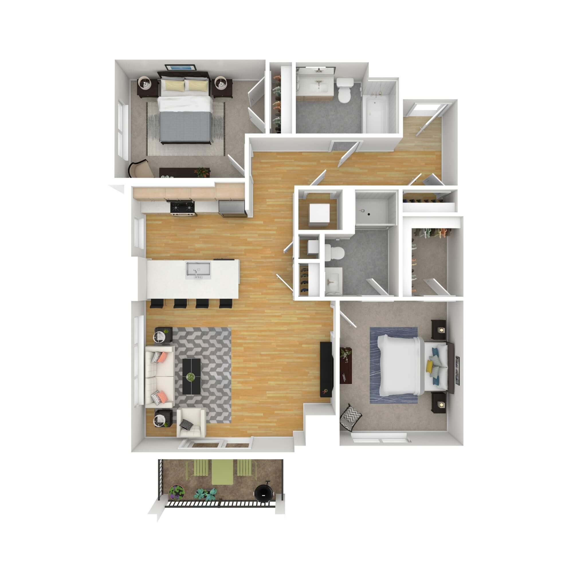 Floorplan layout for apartment style 2A