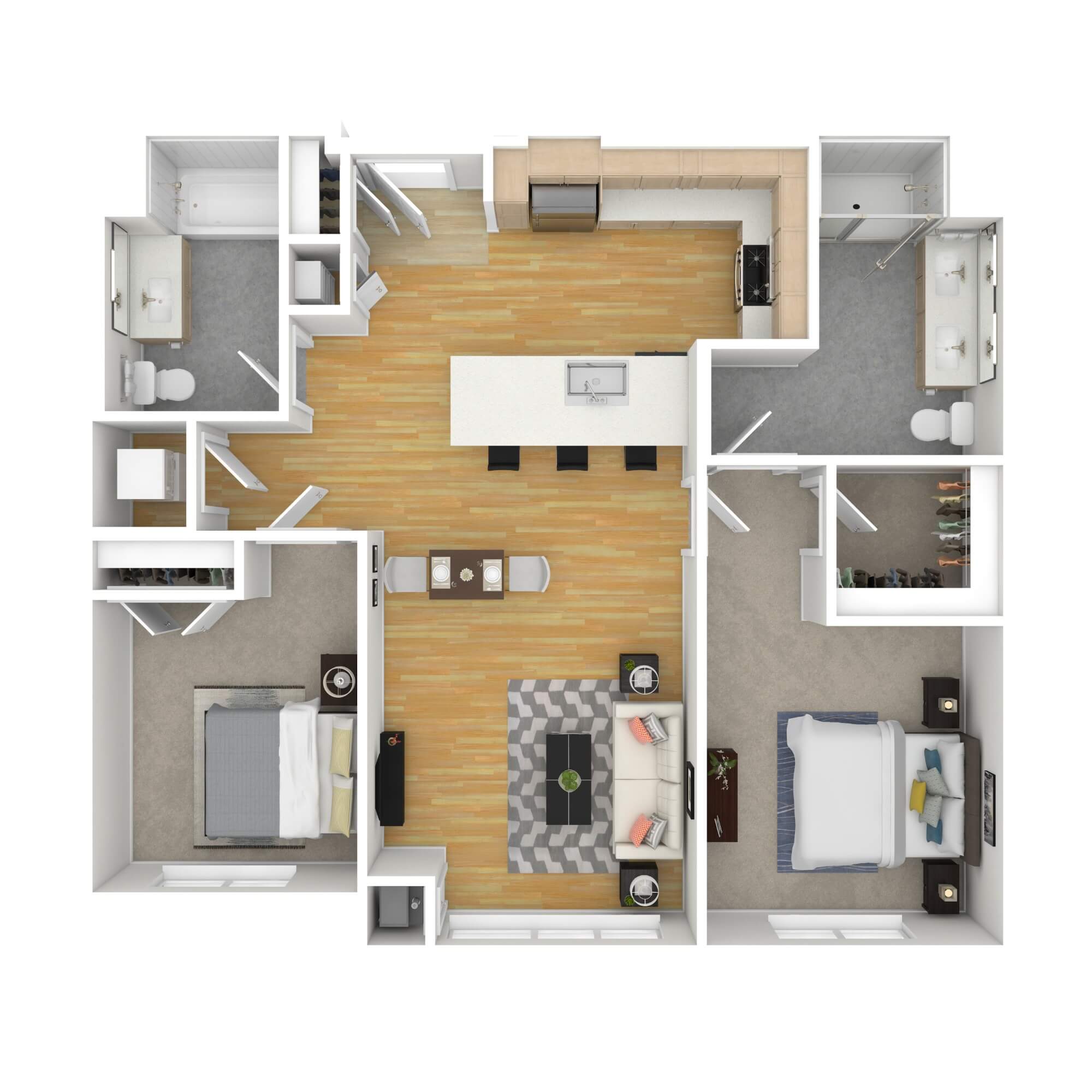 Floorplan layout for apartment style 2B