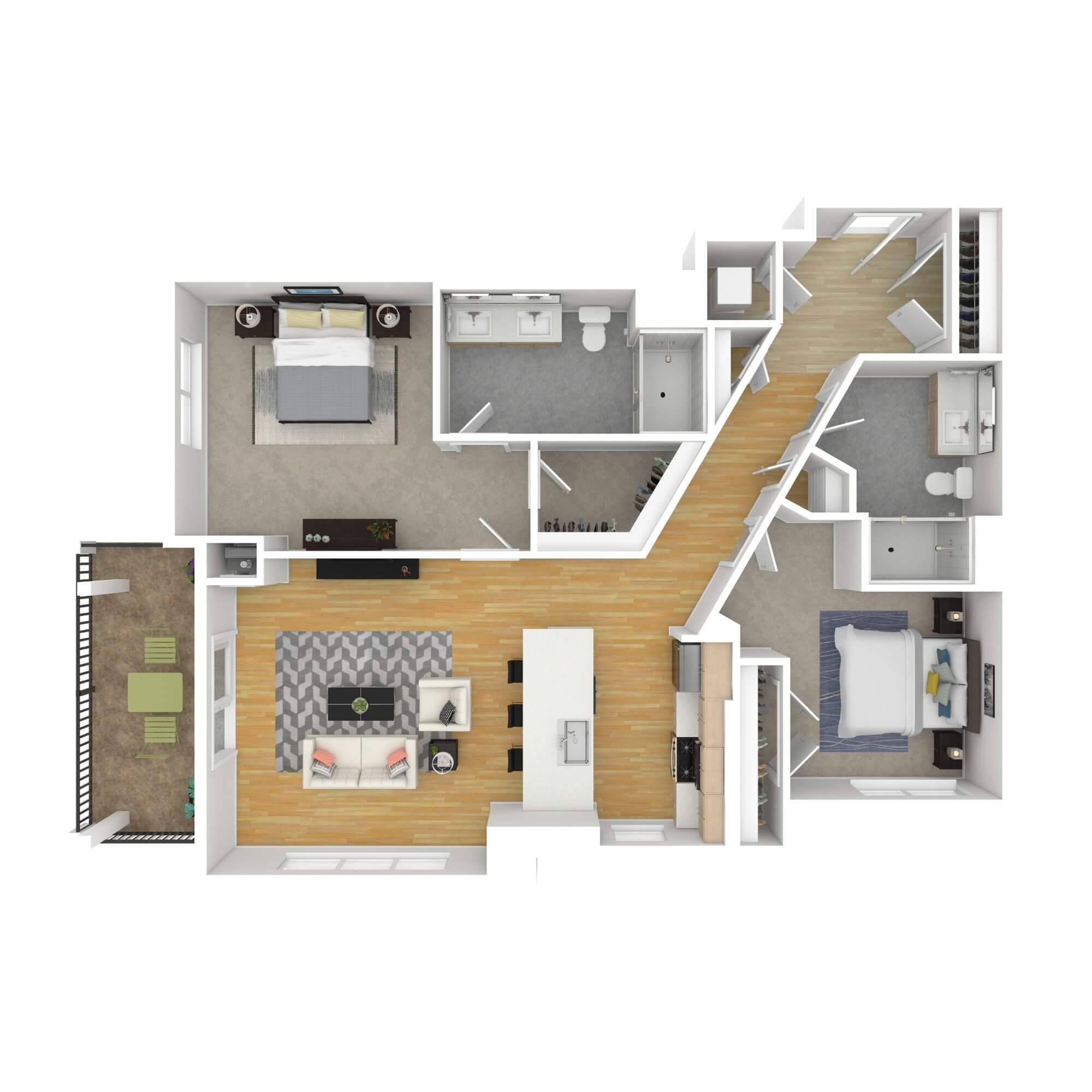 Floorplan layout for apartment style 2C