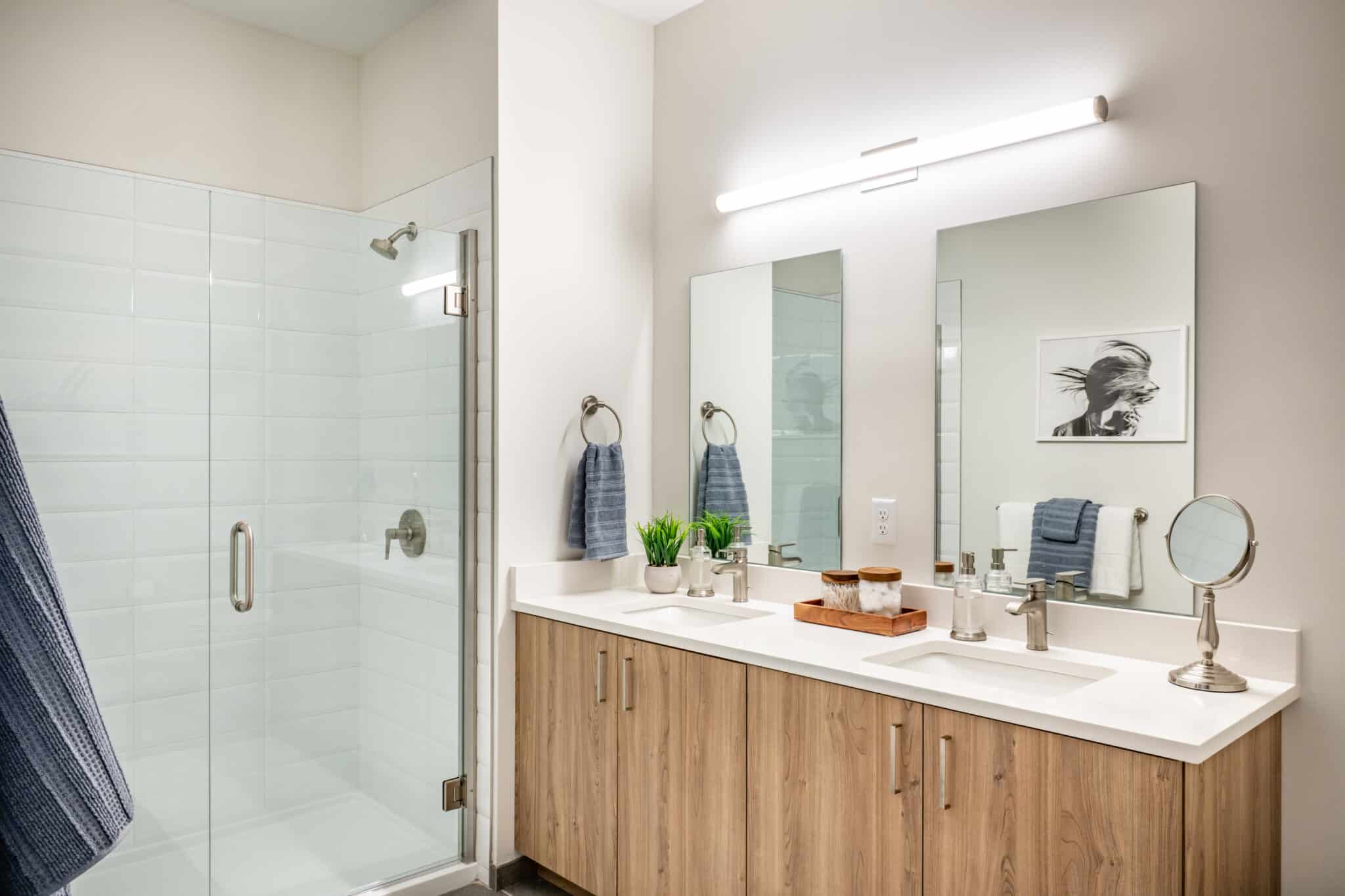 Spacious bathrooms with showers